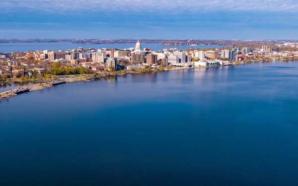 Aerial view of downtown Madison